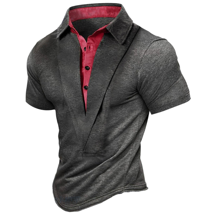 Men's Outdoor Retro Casual Shirt Collar Short Sleeve T-Shirt