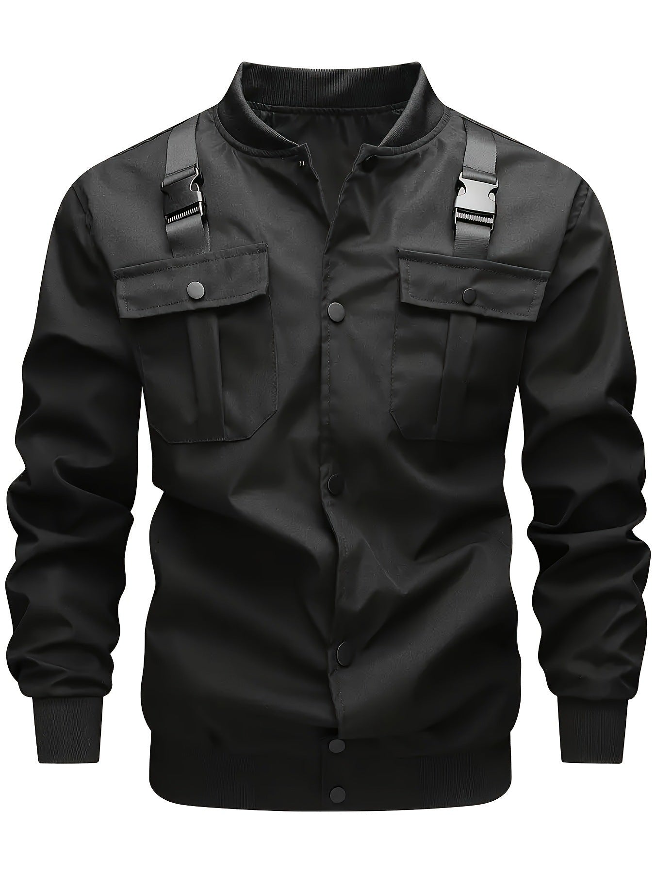 Military-Style Utility Jacket with Adjustable Shoulder Straps