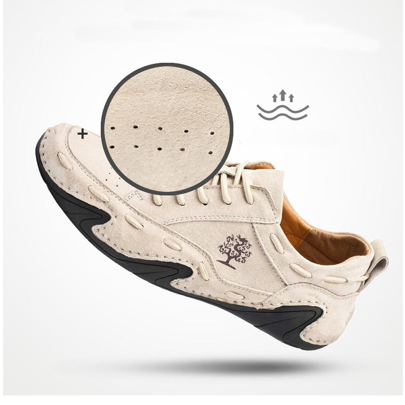 Men Leather Breathable Non Slip Soft Sole Casual Driving Shoes
