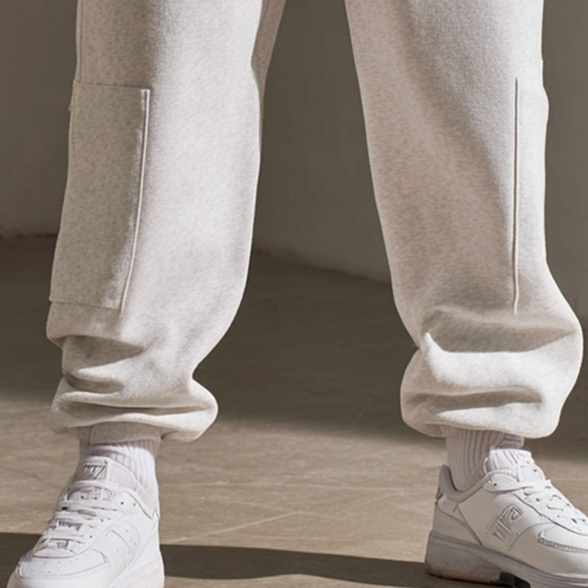 Grey Fleece Joggers with Side Pockets