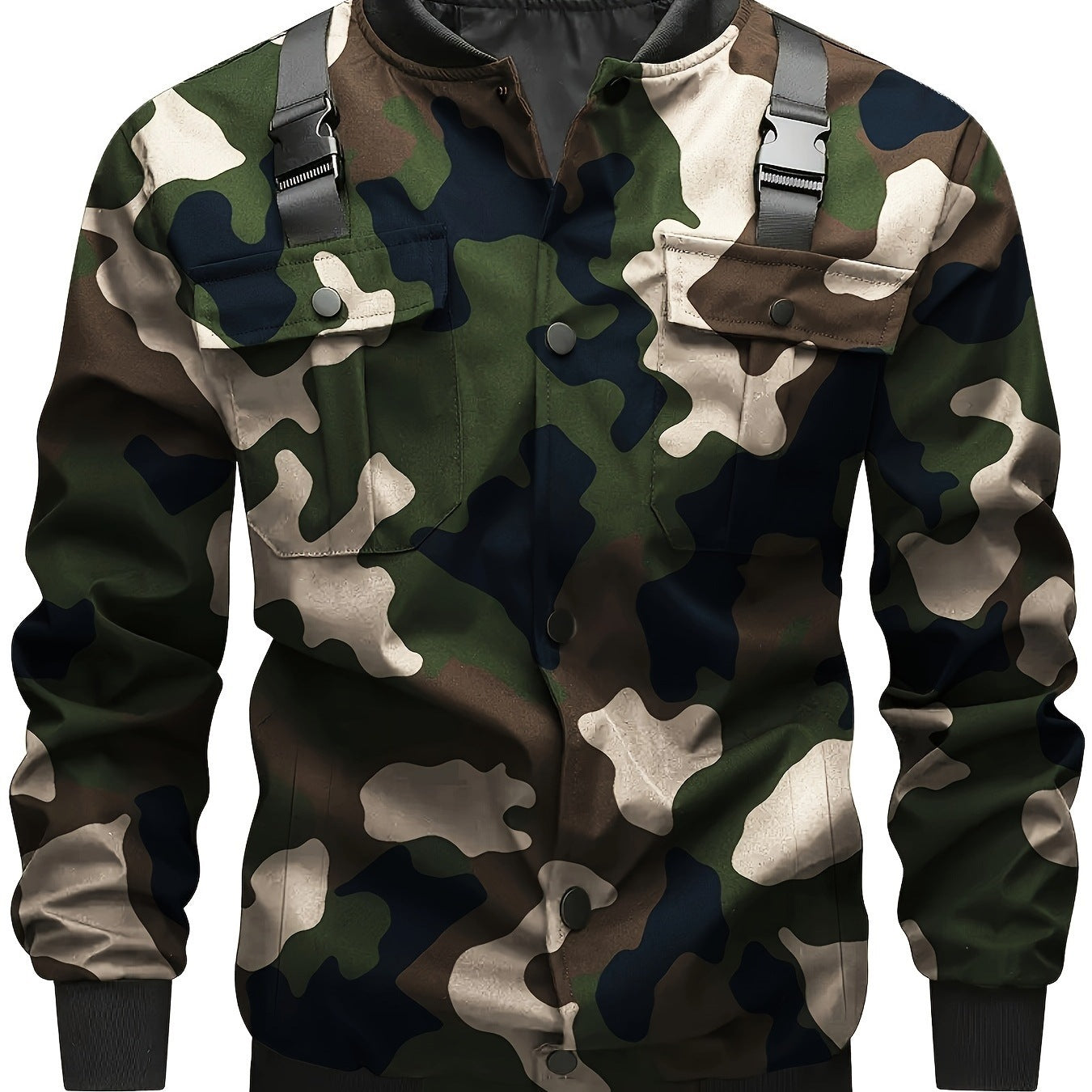 Military-Style Utility Jacket with Adjustable Shoulder Straps