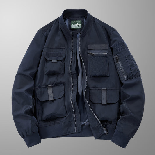 Military-Style Utility Jacket with Multiple Pockets for Outdoor Adventures