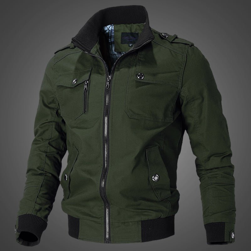Men's Stylish Beige Bomber Jacket - Perfect for Casual and Outdoor Adventures