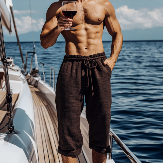 Men's Casual Drawstring Pants for Summer Yachting Adventures