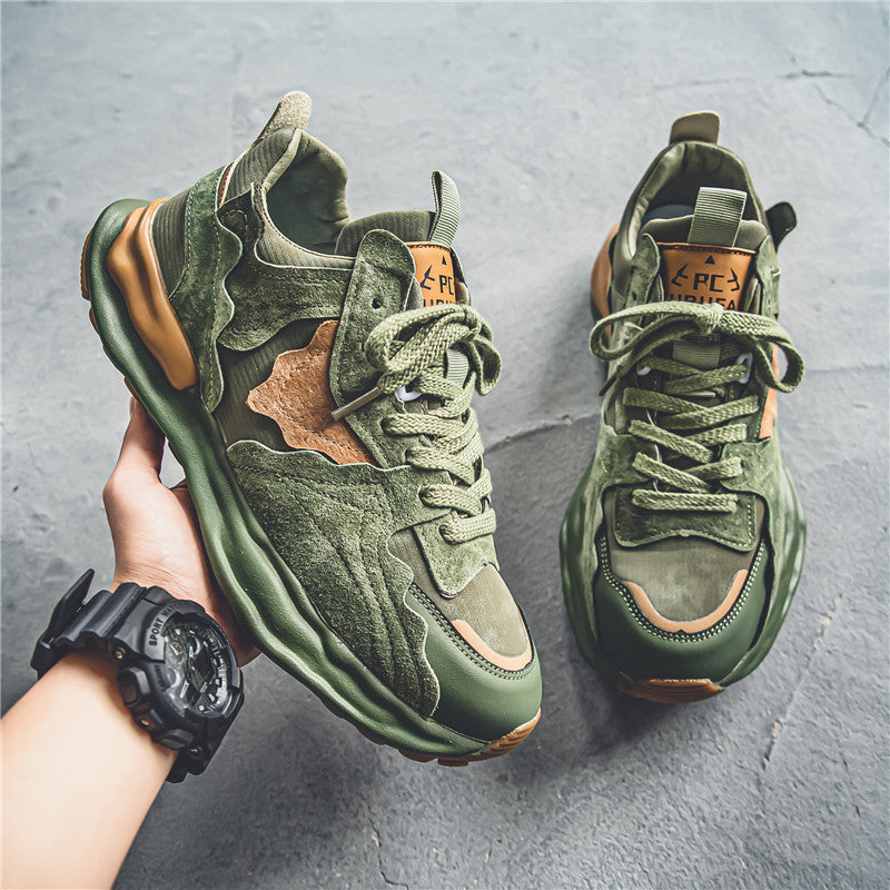 Men's Patchwork Color-blocked Soft Lace-up Sneakers
