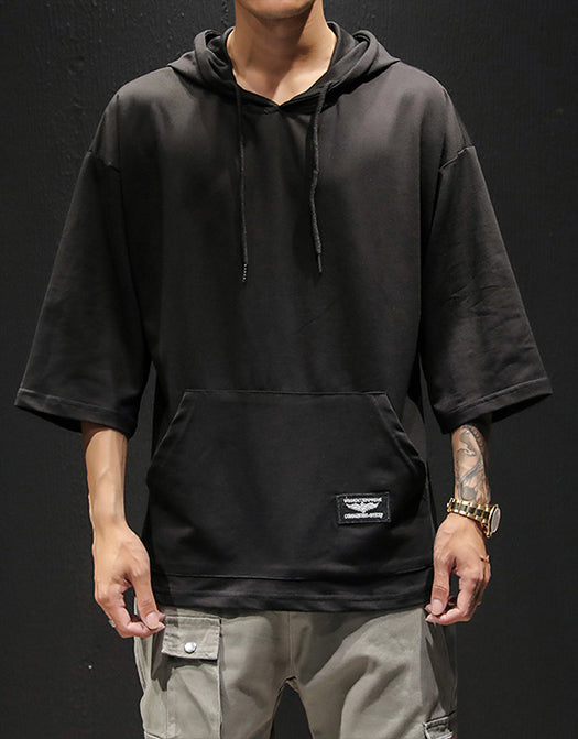 Street Trendy Short-sleeved Solid Color Sweatshirt
