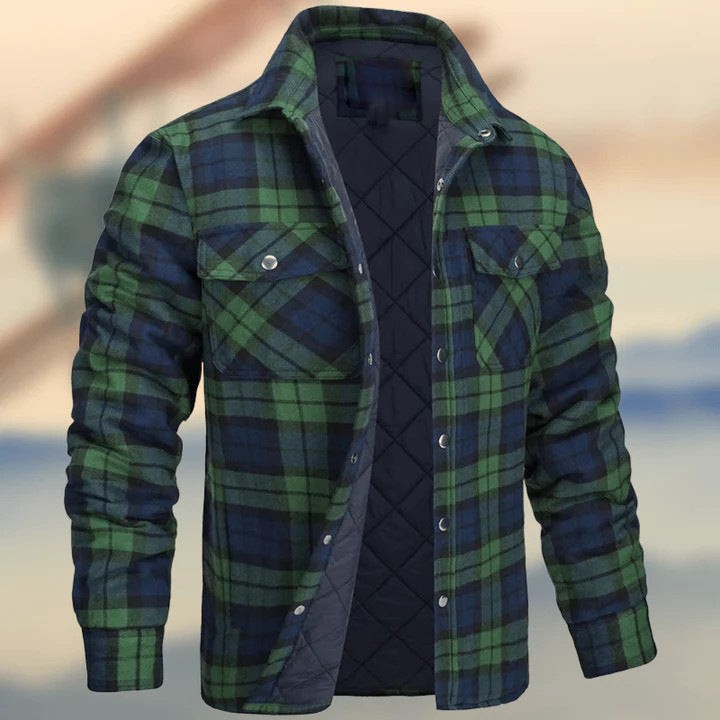 Stylish Plaid Quilted Jacket for Men - Perfect for Casual and Outdoor Wear