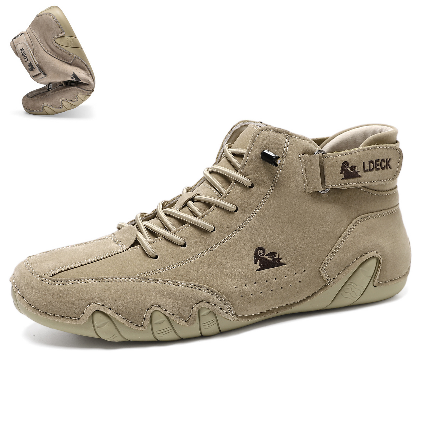 Men's Plus Size Microfiber Leather Ram Lace Up Soft Octopus Sole Sneakers Casual Shoes