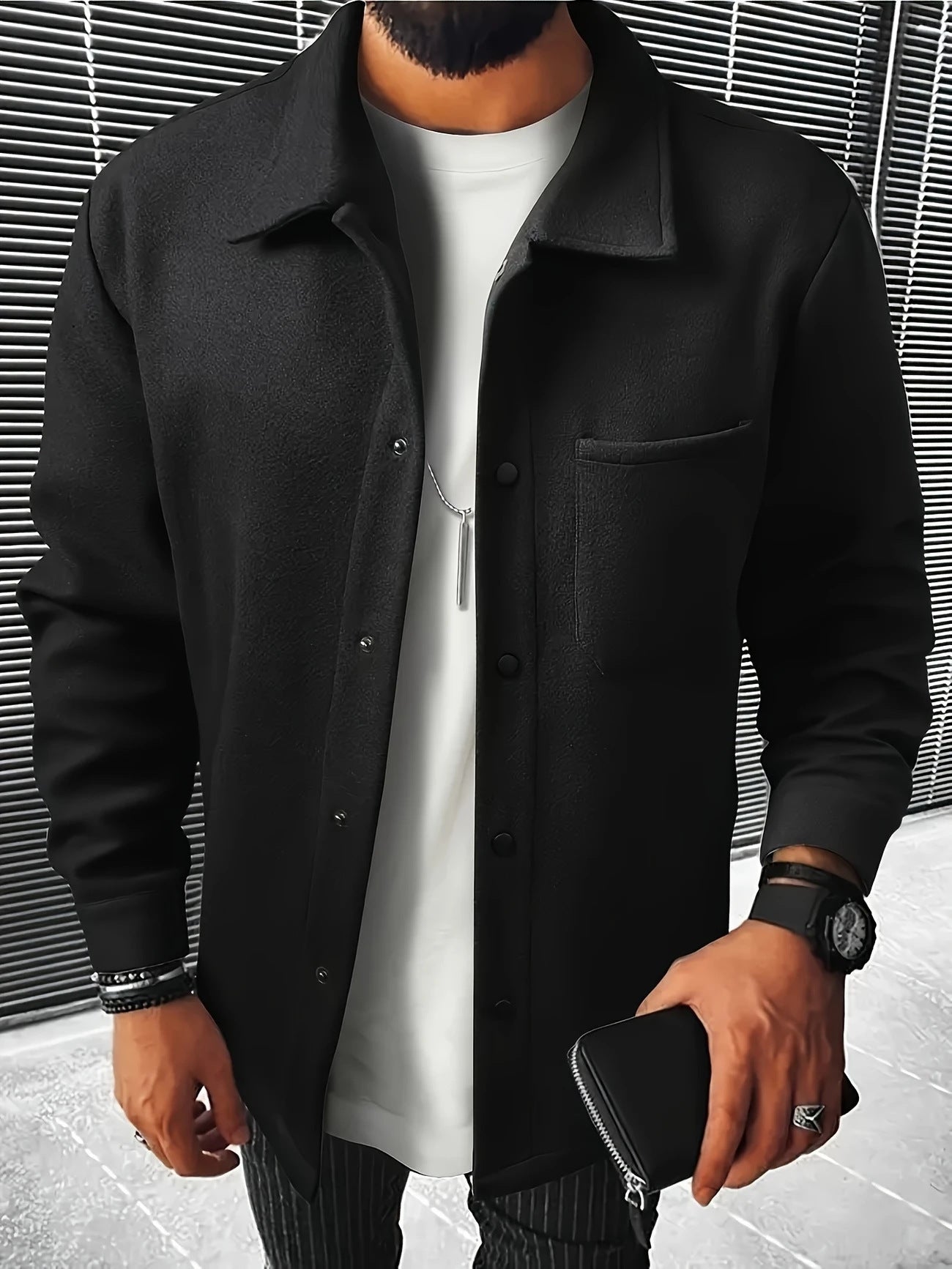 Stylish Men's Grey Button-Up Jacket for Modern Fashionistas