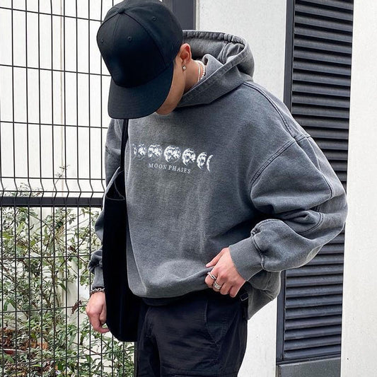 Moon Phases Mens Vintage Hoodie