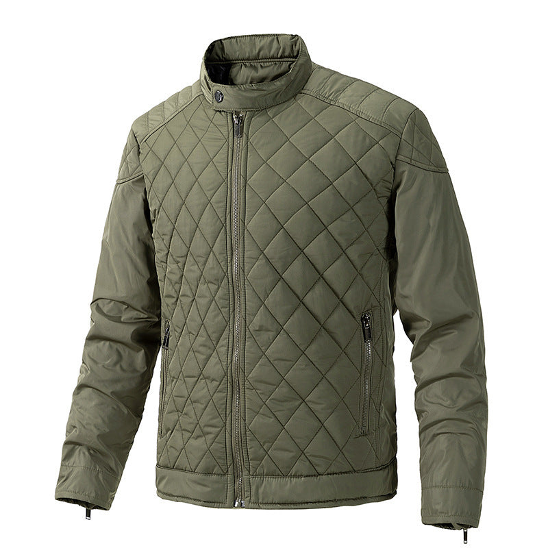 Quilted Diamond Pattern Men's Jacket - Stylish and Warm Winter Outerwear