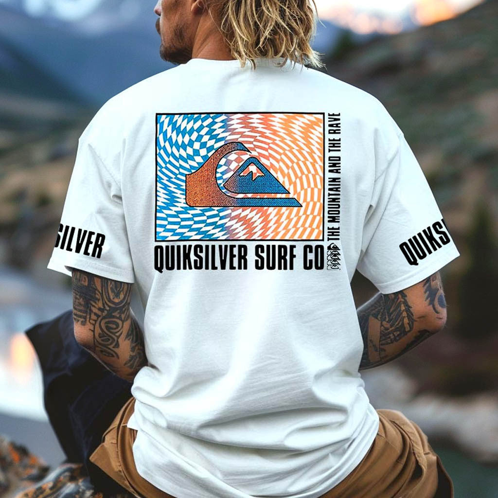 Men's Vintage Surf Print Beach Daily Crew Neck Short Sleeve T-Shirt