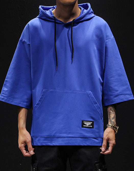 Street Trendy Short-sleeved Solid Color Sweatshirt