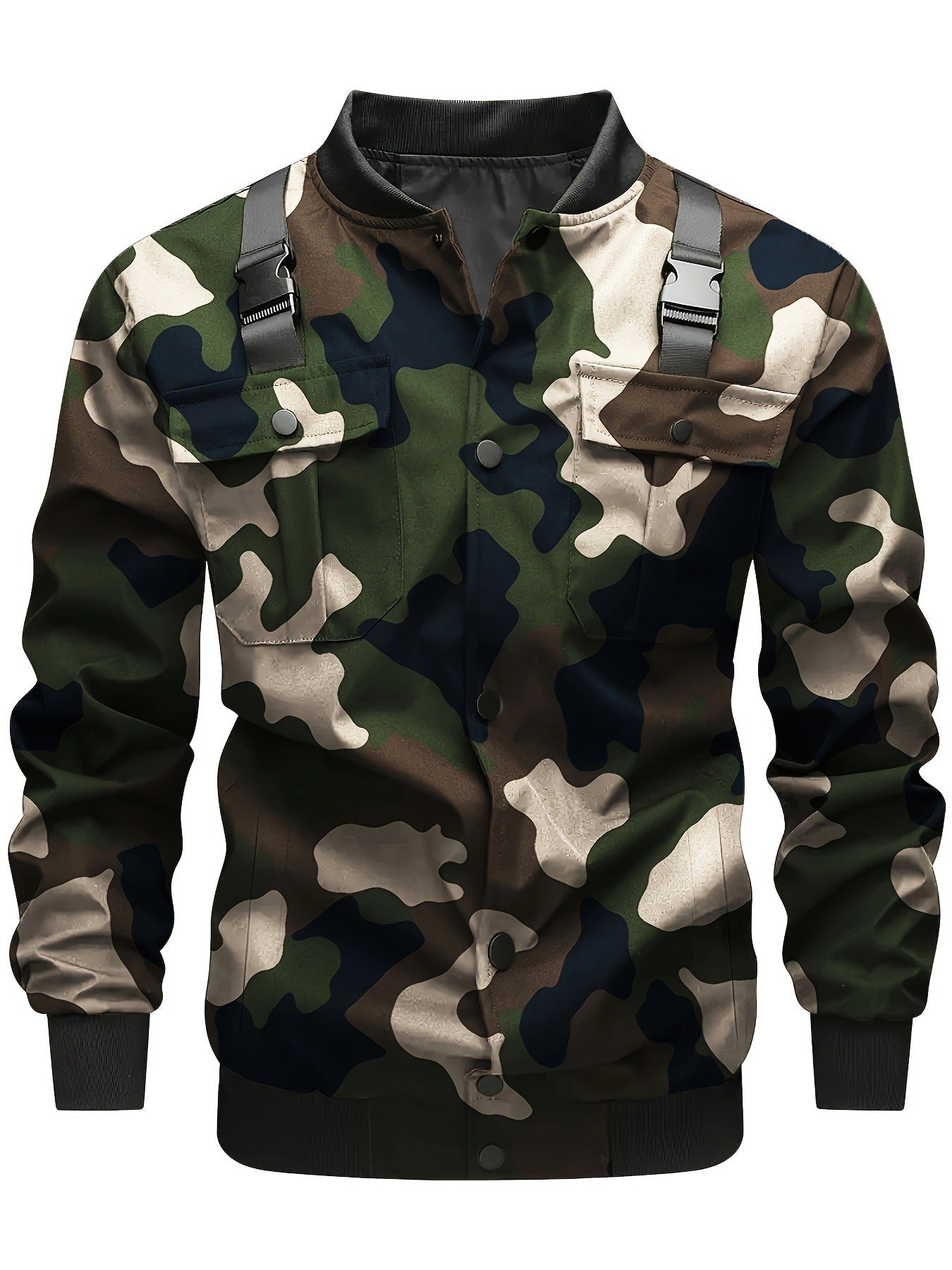 Military-Style Utility Jacket with Adjustable Shoulder Straps