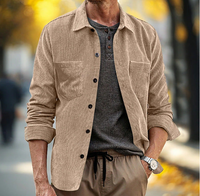 Stylish Corduroy Shirt Jacket for Men - Perfect for Casual and Outdoor Wear