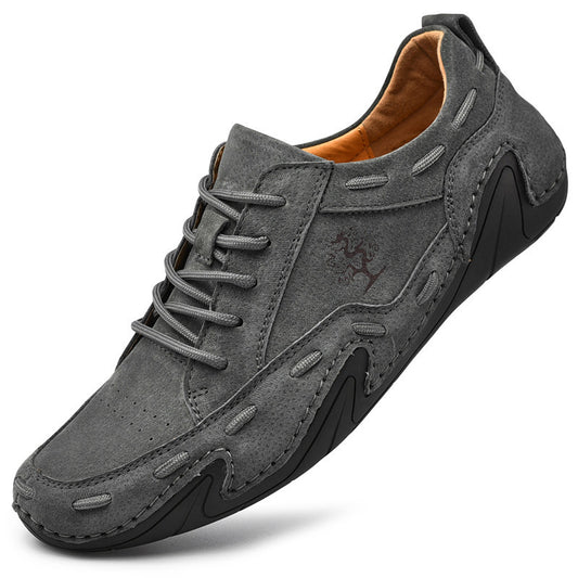 Men Leather Breathable Non Slip Soft Sole Casual Driving Shoes