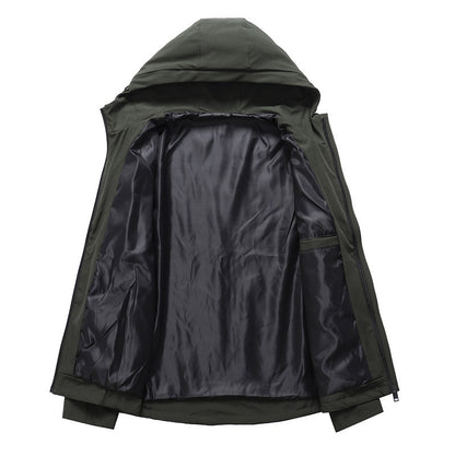 Men's Military Green Hooded Jacket - Perfect for Outdoor Adventures and Casual Wear