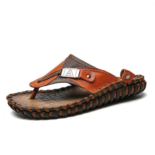 Men's Beach Outdoors Cowhide Shoes With Soft Soled Sandals