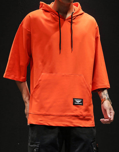 Street Trendy Short-sleeved Solid Color Sweatshirt
