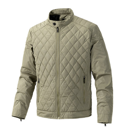 Quilted Diamond Pattern Men's Jacket - Stylish and Warm Winter Outerwear