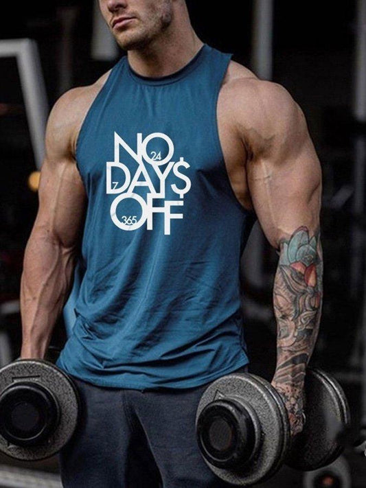 Mens Artistic Letters Printed Fitness Sleeveless Shirt