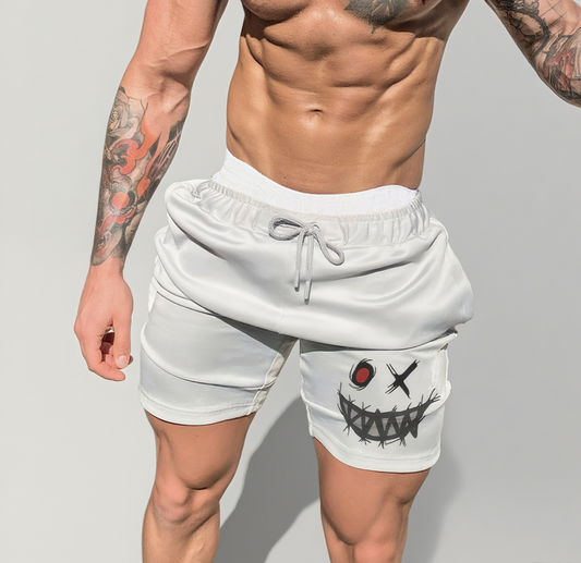 Men's Fashion Smiley Print Casual Slim Fit Shorts