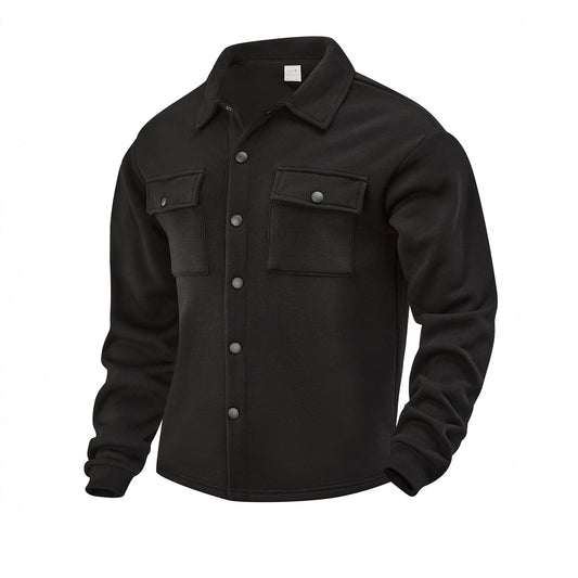 Stylish Black Button-Up Shirt Jacket for Men - Perfect for Casual and Outdoor Adventures