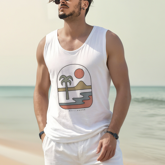 Men's Surf Hawaiian Beach Vacation Print Casual Vest Tank Top