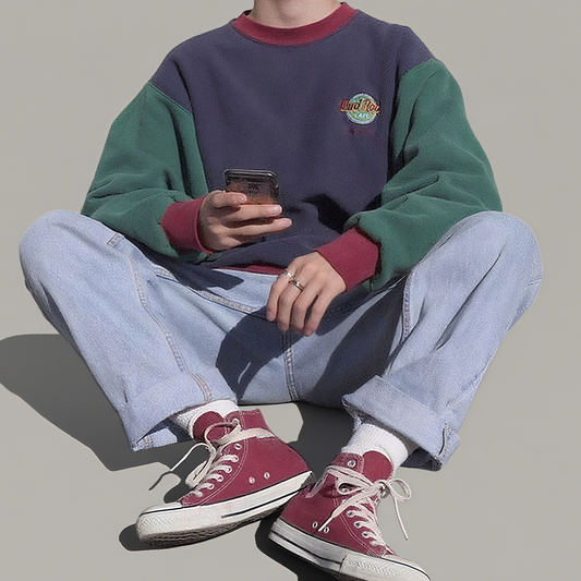 College Vintage Colorblock Crewneck Sweatshirt