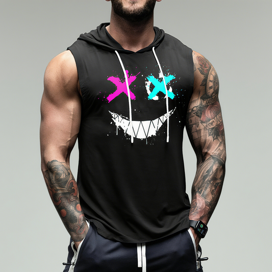 Smiley Print Hooded Vest