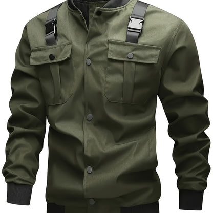Military-Style Utility Jacket with Adjustable Shoulder Straps