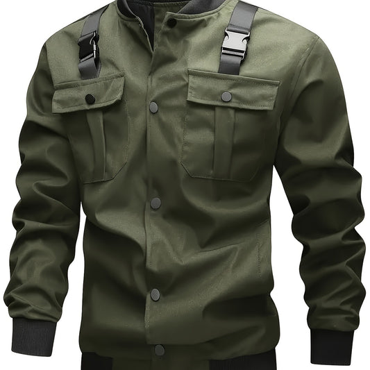 Military-Style Utility Jacket with Adjustable Shoulder Straps