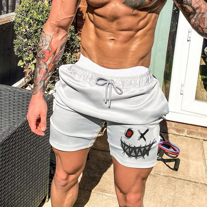 Men's Fashion Smiley Print Casual Slim Fit Shorts