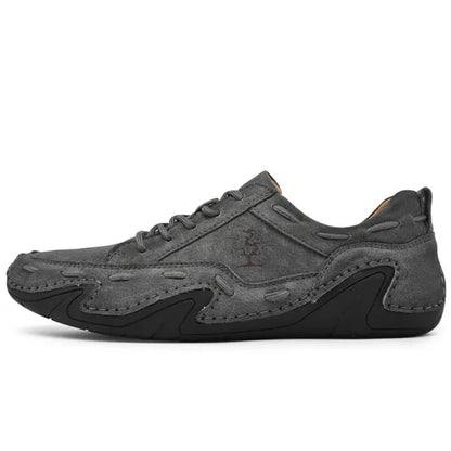 Men Leather Breathable Non Slip Soft Sole Casual Driving Shoes