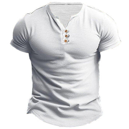Men's Casual Short Sleeve Henley Shirt