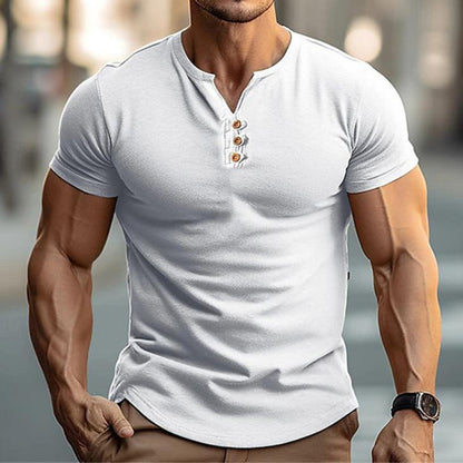 Men's Casual Short Sleeve Henley Shirt