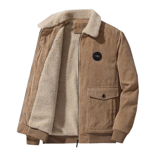 Stylish Corduroy Jacket with Faux Fur Lining for Winter Warmth