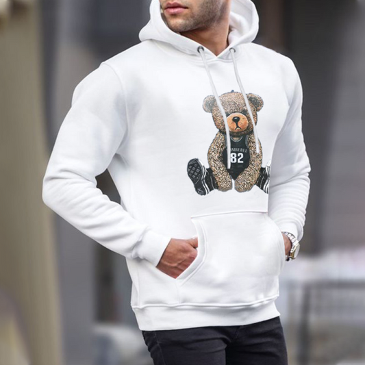 Men's Oversized Cute Bear Print Hoodie
