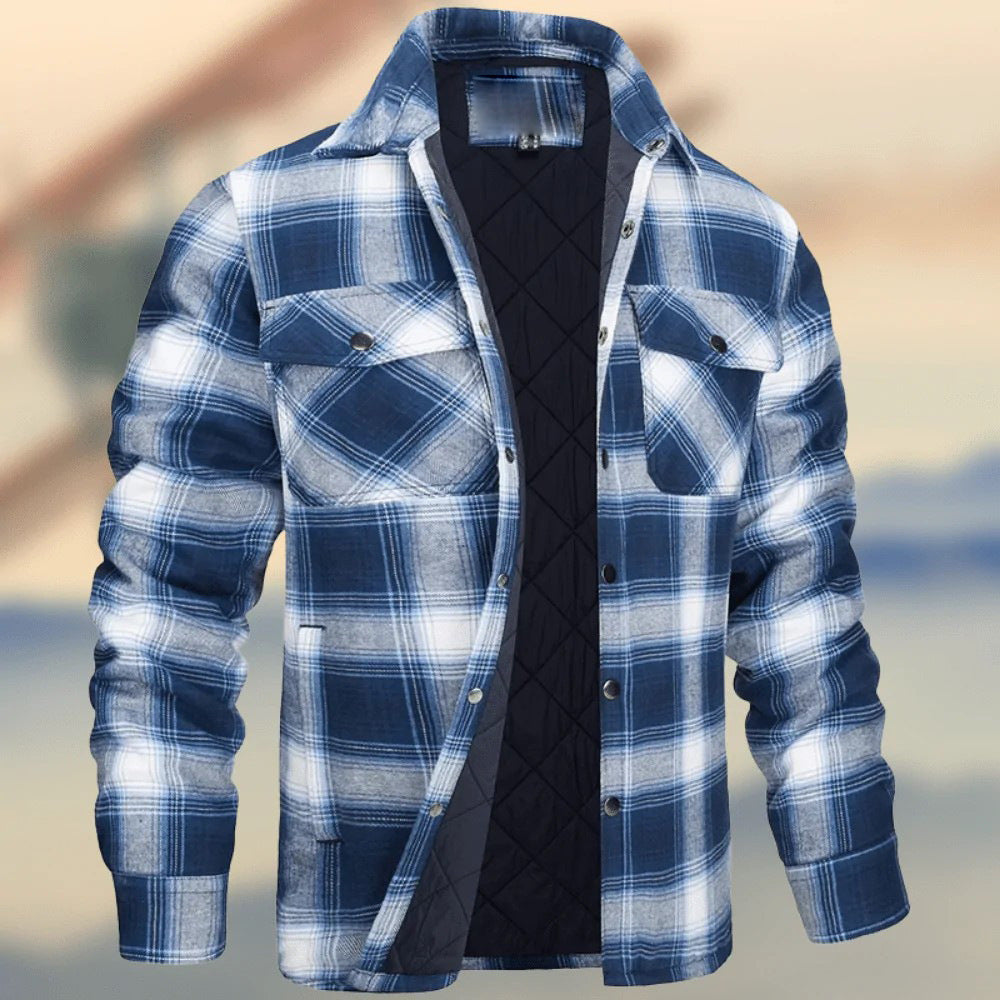 Stylish Plaid Quilted Jacket for Men - Perfect for Casual and Outdoor Wear