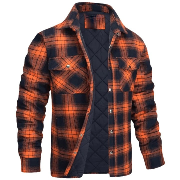 Stylish Plaid Quilted Jacket for Men - Perfect for Casual and Outdoor Wear