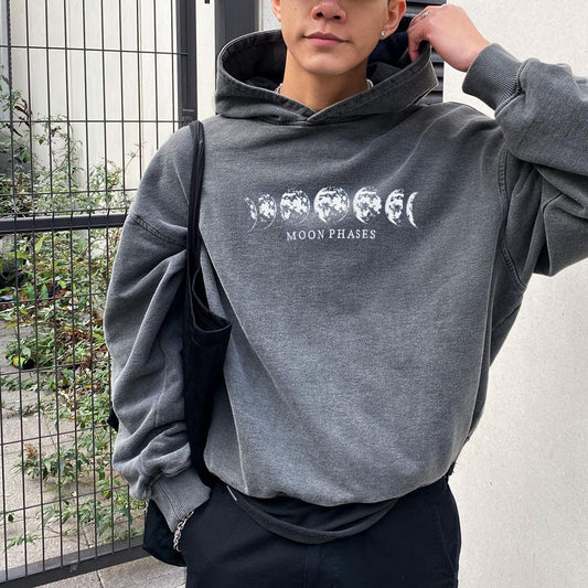 Moon Phases Mens Vintage Hoodie