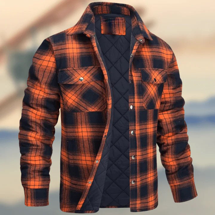 Stylish Plaid Quilted Jacket for Men - Perfect for Casual and Outdoor Wear