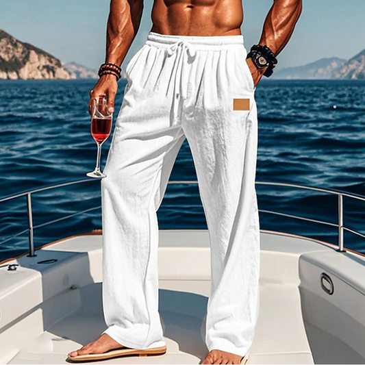 Stylish White Drawstring Waist Pants