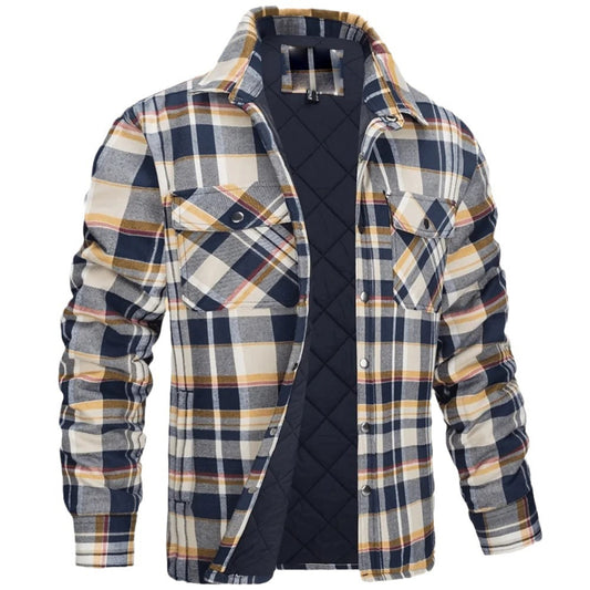 Stylish Plaid Quilted Jacket for Men - Perfect for Casual and Outdoor Wear