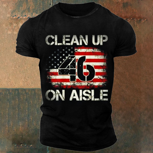 Vintage American Flag Patriotic Clean Up On Aisle 46 Men's T-Shirt
