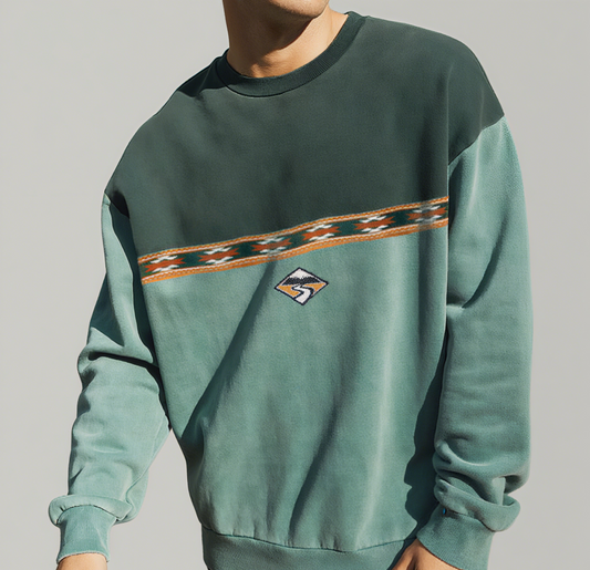 Men's Vintage Graphic Embroidered Crew Sweatshirt