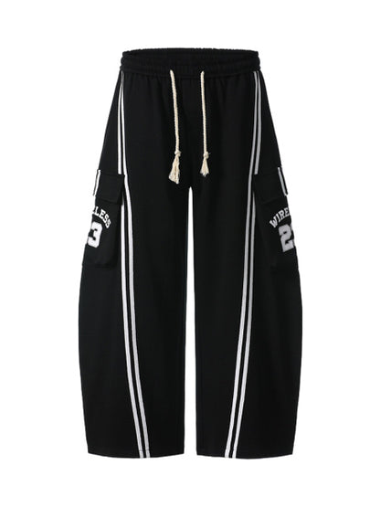 Stylish Cargo Shorts with Side Stripes and Drawstring Waist