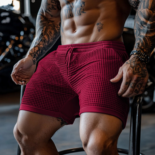 Men's Oversized Stretch Waffle Athletic Fitness Shorts Casual Comfort Everyday Basic Shorts