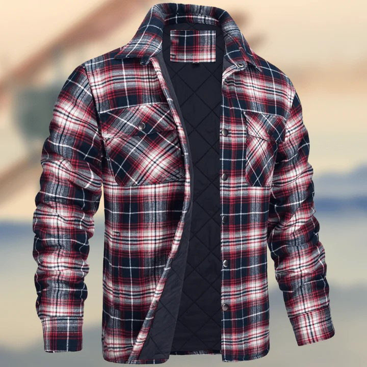 Stylish Plaid Quilted Jacket for Men - Perfect for Casual and Outdoor Wear