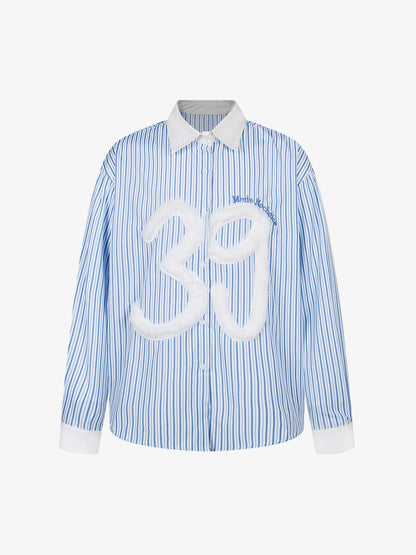 Striped Shirt with Fuzzy Number 39 Design